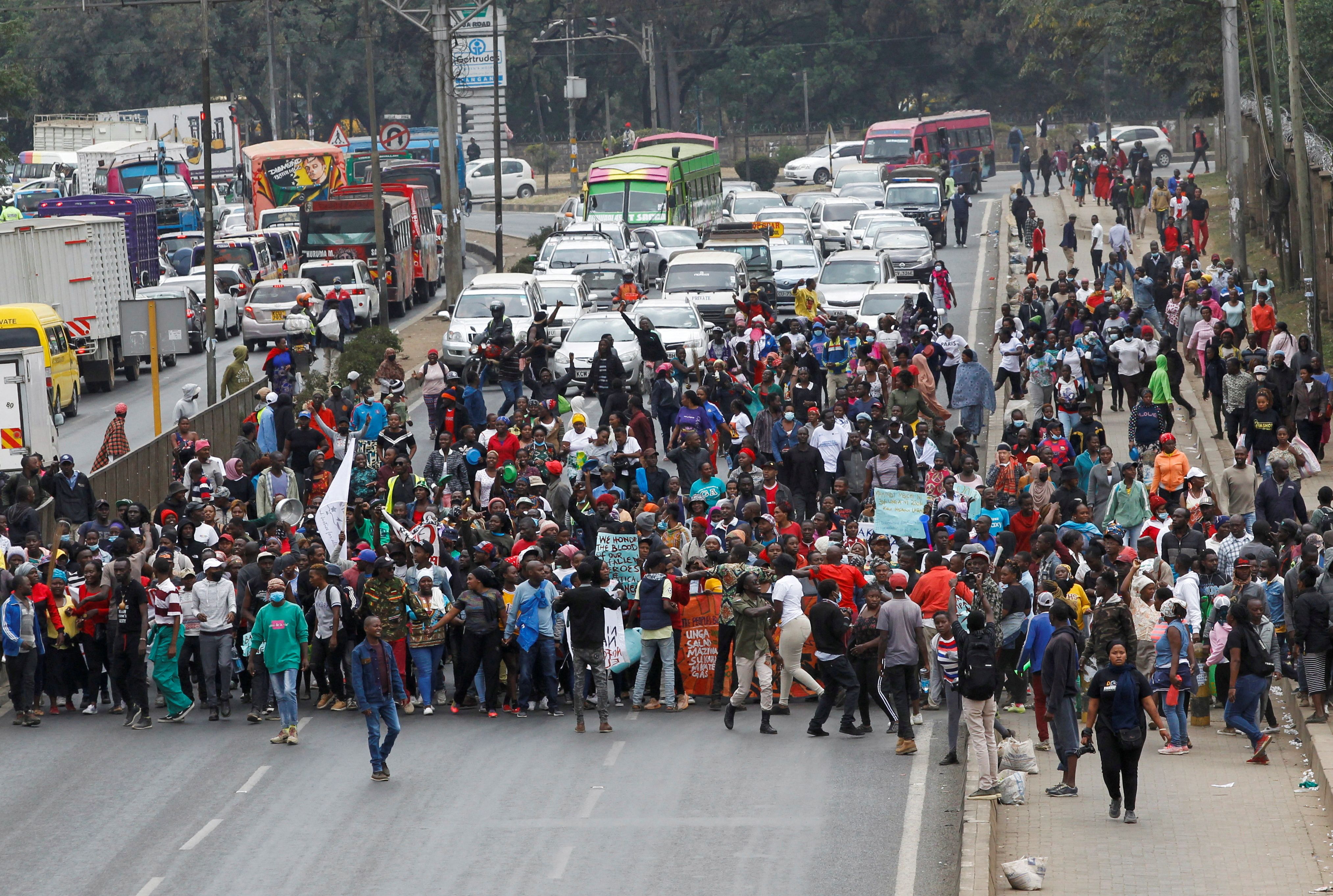Activists march against rising living costs in Nairobi